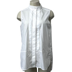 G. Label by Goop White Pintuck Cotton Sleeveless Blouse Size 4